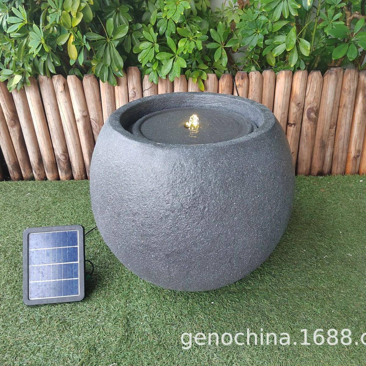 现代简约大气庭院阳台室内外办公室酒店装饰流水喷泉摆件太阳能-5