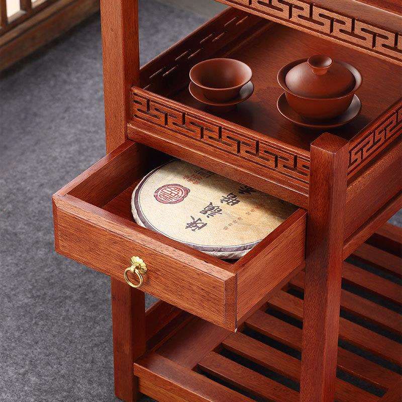 花梨木实木移动茶水柜家用烧水壶一体小茶台简约中式小茶桌收纳台