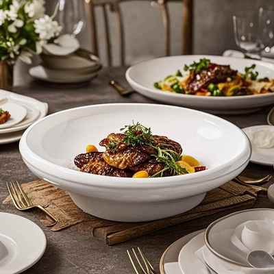 酒店创意陶瓷阔气盘饭店餐盘小吃盘饭厅汤盘家用盘子日式白色盘子