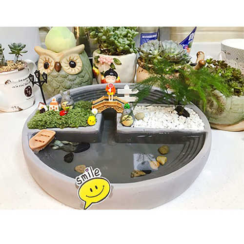 BK2019 圆形混凝土水泥楼梯花盆多肉花器硅胶模具个性盆栽模