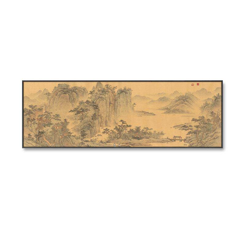 新中式客厅沙发背景墙仿古宋山水装饰画酒店餐厅包间禅意风景画