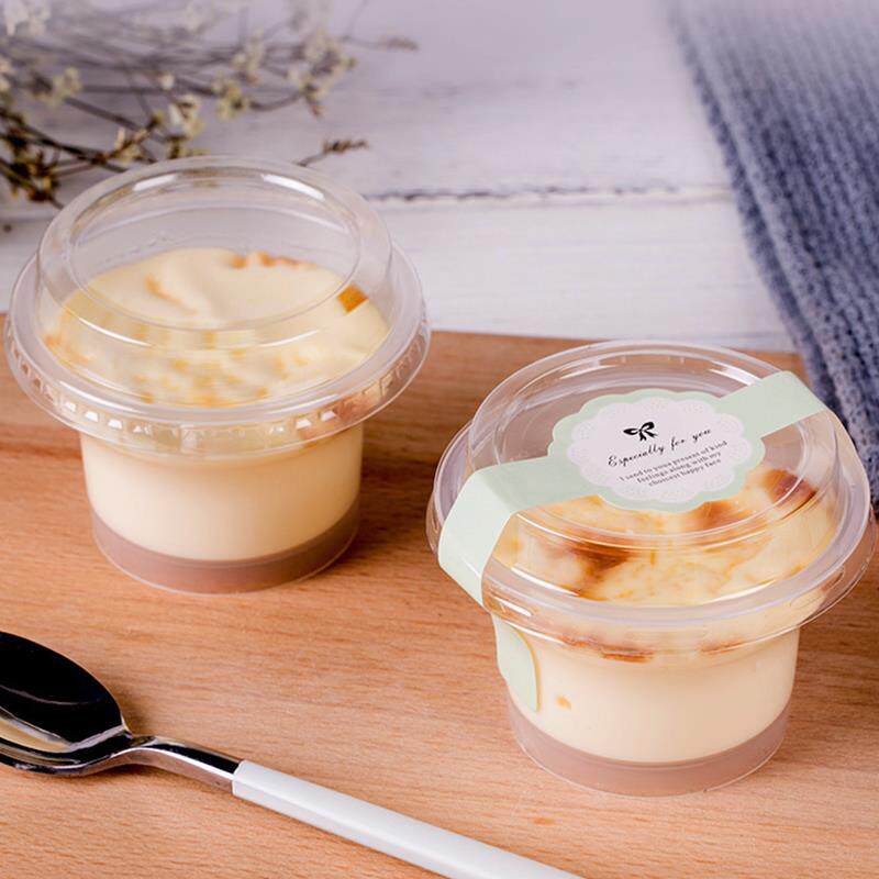 网红冰淇淋一次性耐烤奶酪高温布丁果冻酱半透明塑料杯包装盒点心