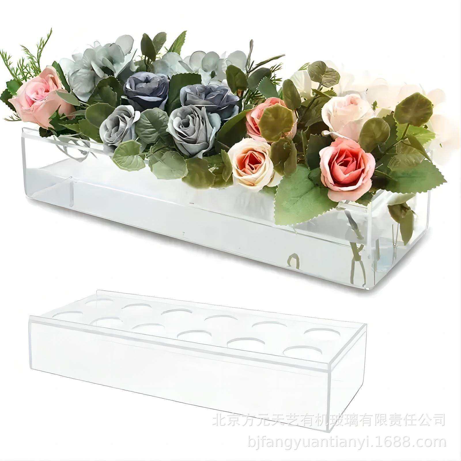 现货透明亚克力花盒九孔插花盒水培花艺婚礼宴会装饰摆件一件发货