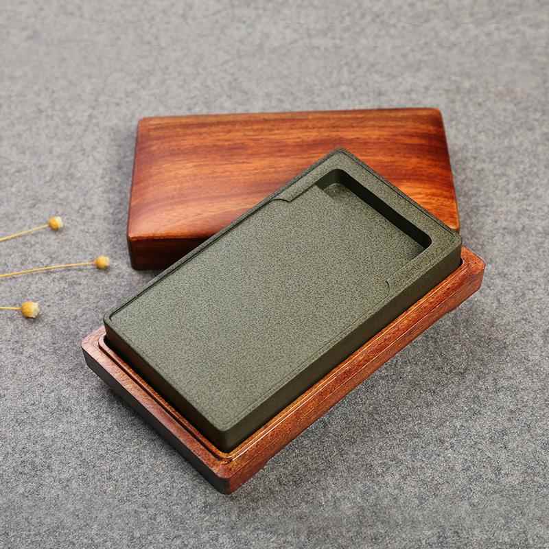 高档歙砚黄手子门子砚 .5寸 工5墨条用原石砚台带盖鱼 文房四宝