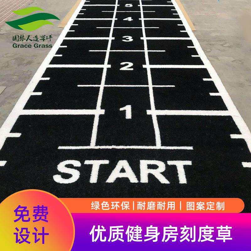 健身房人工草皮训练草坪刻度白线功能图案LOGO地毯私教运动垫子