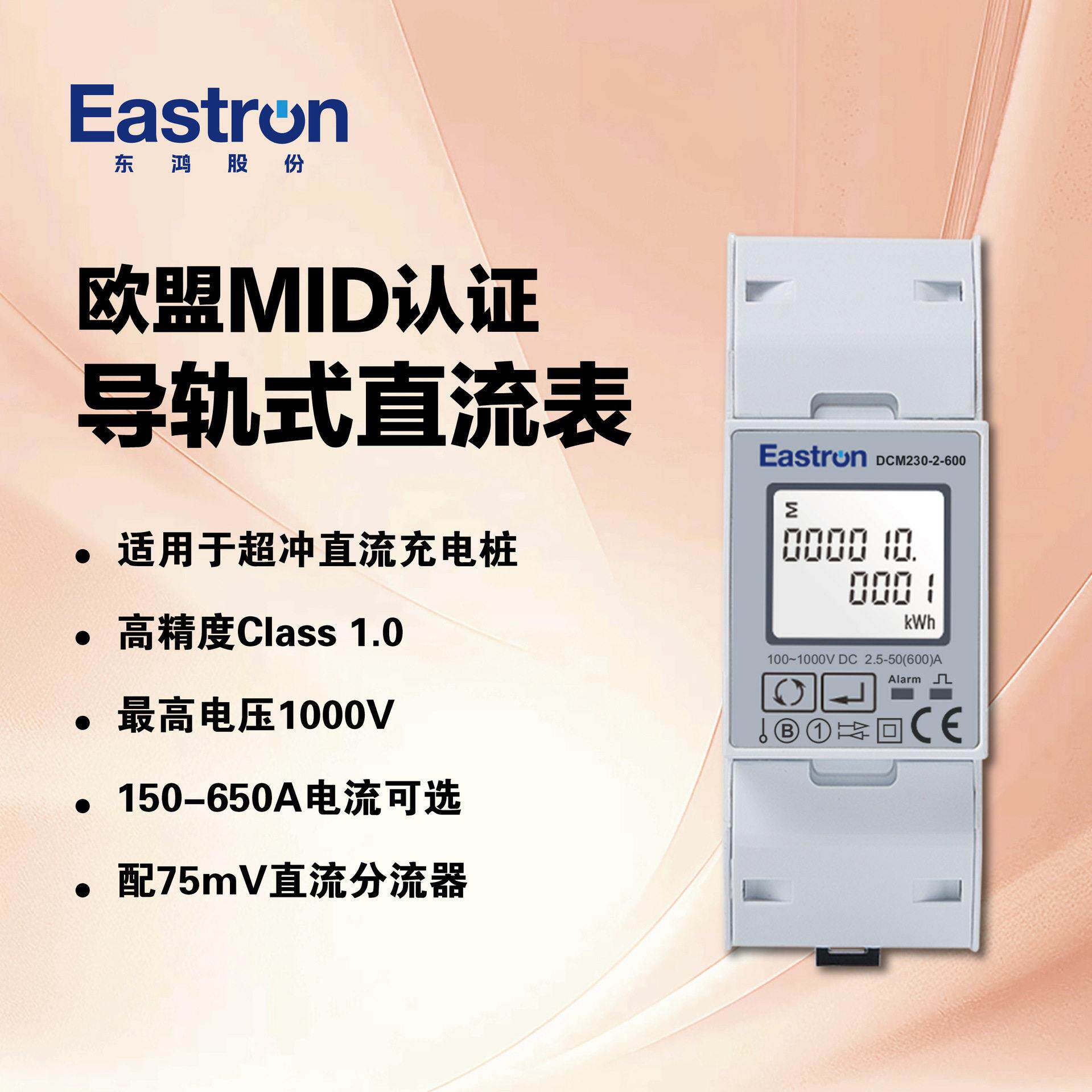 东鸿DCM230-2直流充电桩电能表可清零电量免工具安装MID认证