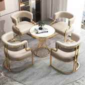 美甲店顾客椅轻奢沙酒店售半圆餐椅楼椅处洽谈休闲家用椅餐软包发