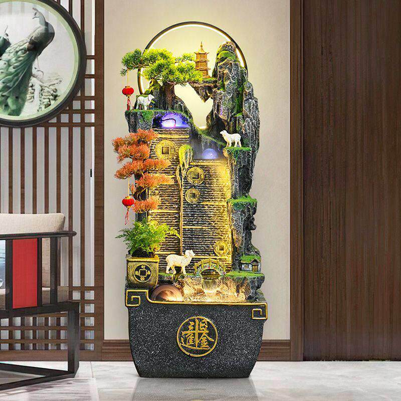 假山流水喷泉景观循环水办公室客厅装饰品鱼池招财风水轮落地摆件