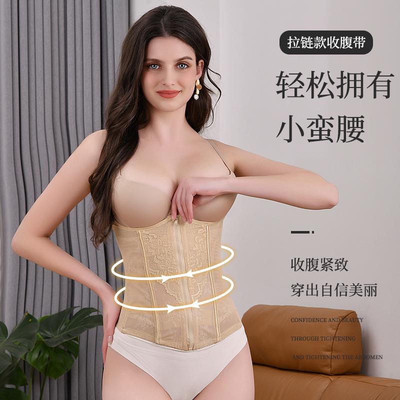 新款直销跨境排扣收腰塑身衣束腰束缚产后美体塑形托胸蕾丝超薄拉