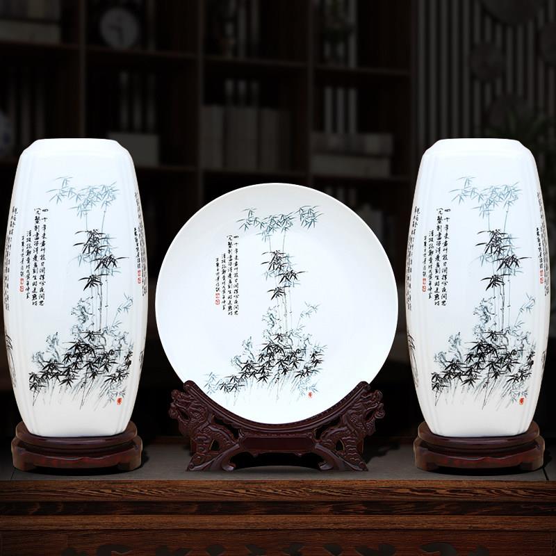 景德镇陶瓷器插花瓶摆件中式梅兰竹菊客厅家居电视柜博古架装饰品