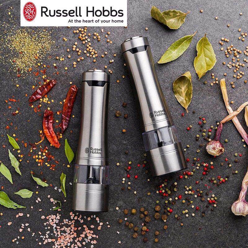 英国进口Russell Hobbs领豪不锈钢电动胡椒研磨器海盐花椒研磨器