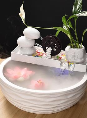 正品陶湿瓷流水鱼缸摆风客厅水轮招件财乔迁开业礼品自动循环喷泉