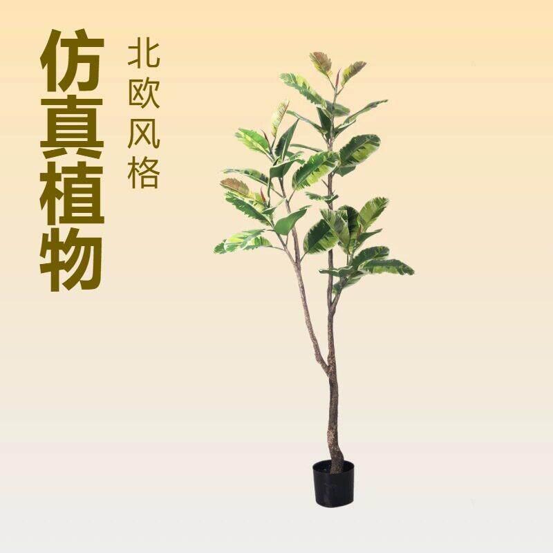 仿真植物春色橡胶榕白锦客厅橱窗公室落地北欧风格绿植