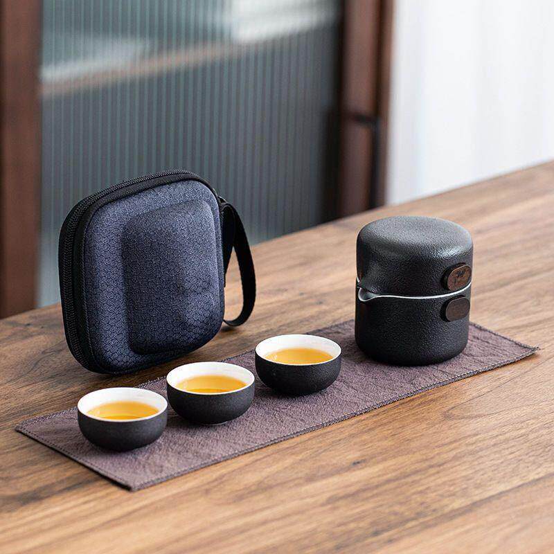 羊脂玉白瓷快客杯旅游茶具便携式随身收纳套装户外喝茶泡茶壶茶杯