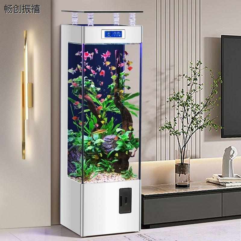 免中小型麓2024客厅玻璃缸落地懒人f水族箱家用立式换水鱼缸新款