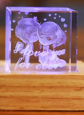 情人情侣礼品婚礼水晶内雕工艺品装饰品送男女朋友学生节日桌摆件