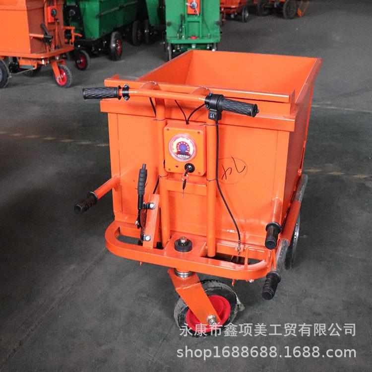 建筑工地电动手推三轮车搬运灰斗车平板拉砖车 农用自卸翻斗车