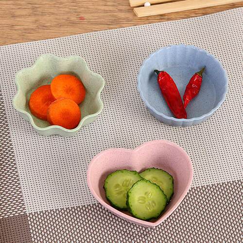 Home Kitchen Wheat Straw Seasoning Dish Creative Plastic Hea
