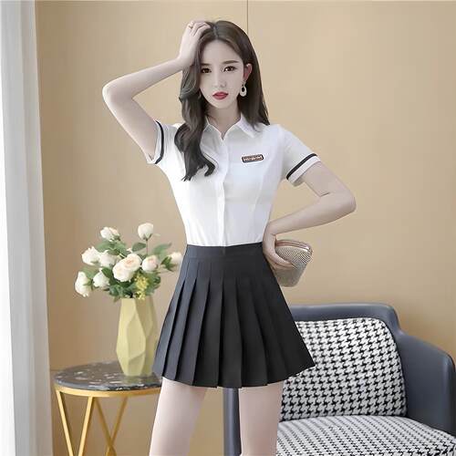 2026新款足浴技师工作服女足疗沐足按摩百褶裙KTV公主裙减龄套装