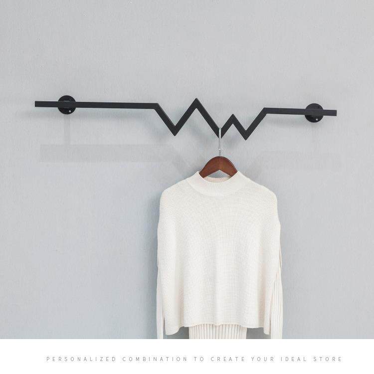 服装展示架服装店衣架上墙货架壁挂墙上正挂侧挂靠墙展架闪电衣架