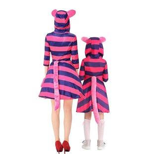 Striped Cheshire Cat Halloween Paw Purple Cute Role Costume