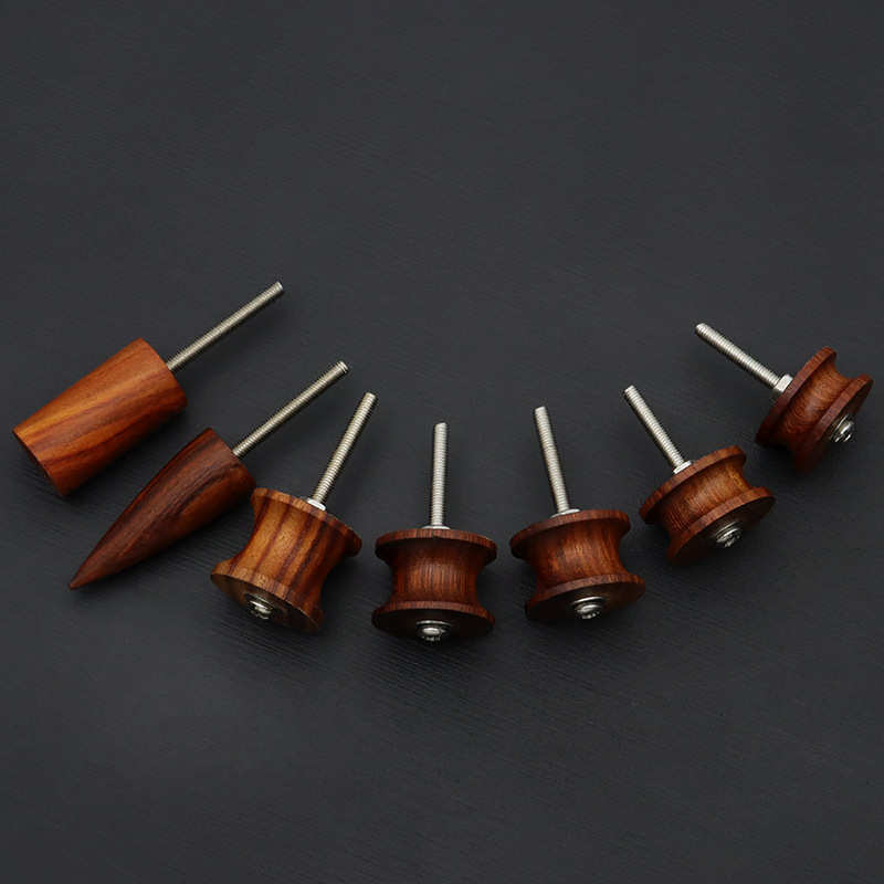 七件红檀木磨头套装diy手工皮革电动打磨抛光封边处理工具