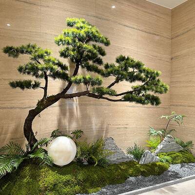 2020仿真迎客松室内绿植造景装下饰橱窗楼梯仿黑松新中式假树罗生