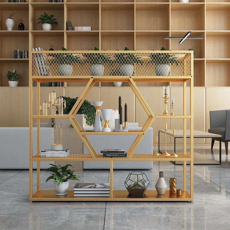 美式铁展艺落地屏风隔板收子落植地书架创意纳柜示隔断置物架隔板