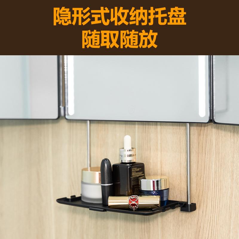 便化携自理折发折叠妆镜带灯591悬挂led三镜可缩调节带托盘伸三面