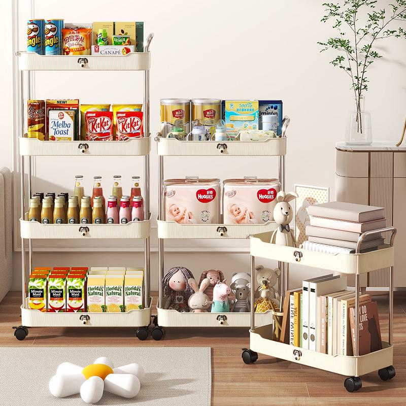 手推车多层置物架客厅厨房卧室浴室带轮落地可移动书架零食收纳架