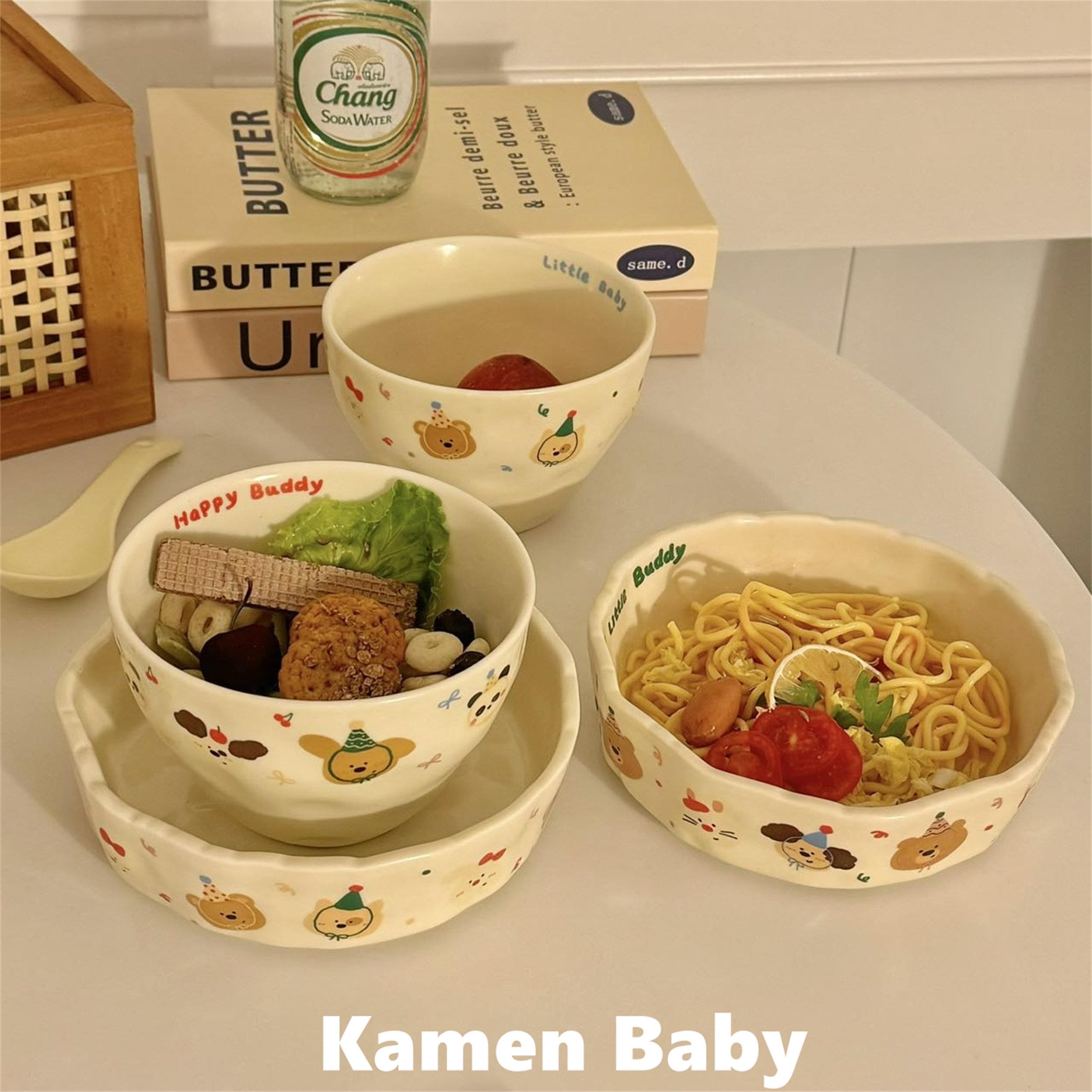 ins风韩国可爱小狗盘子家用碟子餐盘菜盘高级感陶瓷饭碗漂亮餐具