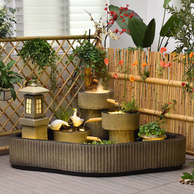 中式装饰庭院户外内阳LRO台造水景鱼池循环水山景观摆件流室水喷