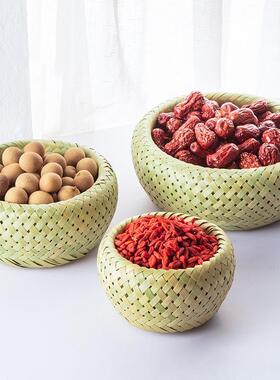 竹制品手工编织双层竹青鸟巢竹篮农家竹编水果篮围炉点心筐