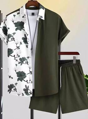 Men's 2-Piece Resort Style Clothing Set - Collared Neck