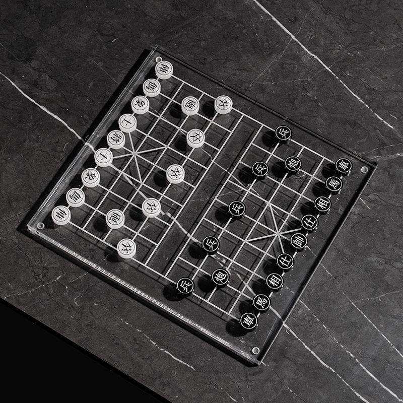 现代简约创意国风黑白棋子中国象棋摆件办公室茶室客厅软装饰品