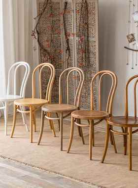 曲木北欧thonet椅法式覆古椅子做旧实木家用美式餐椅桑纳索耐特椅