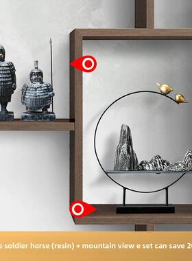 新中式家居兵马俑摆件博古架装饰品办公室桌面工艺品书柜书架摆设