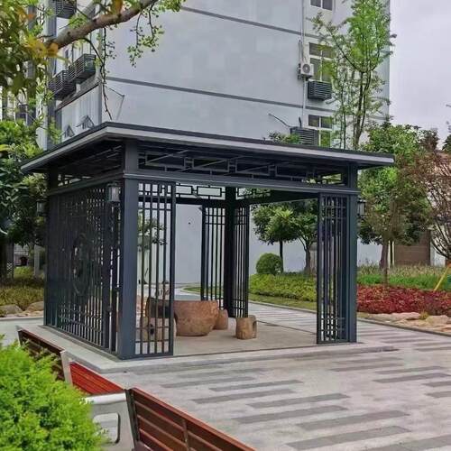 中式铝合金凉亭电动百叶凉亭阳光房仿古六角凉亭子廊架葡萄架