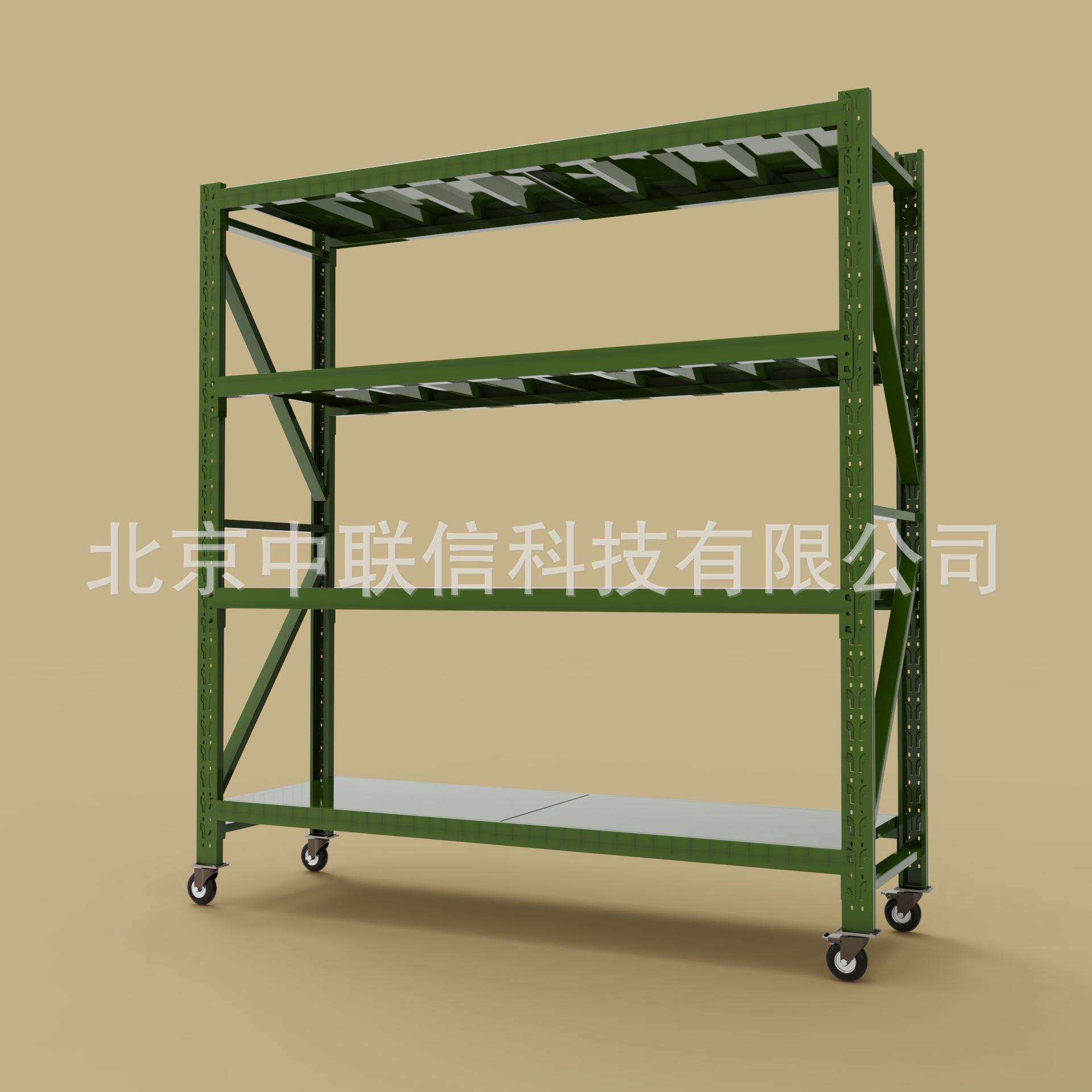 军绿色货架可移动器材架物资架训练器材架军绿色带轮可移动置物架