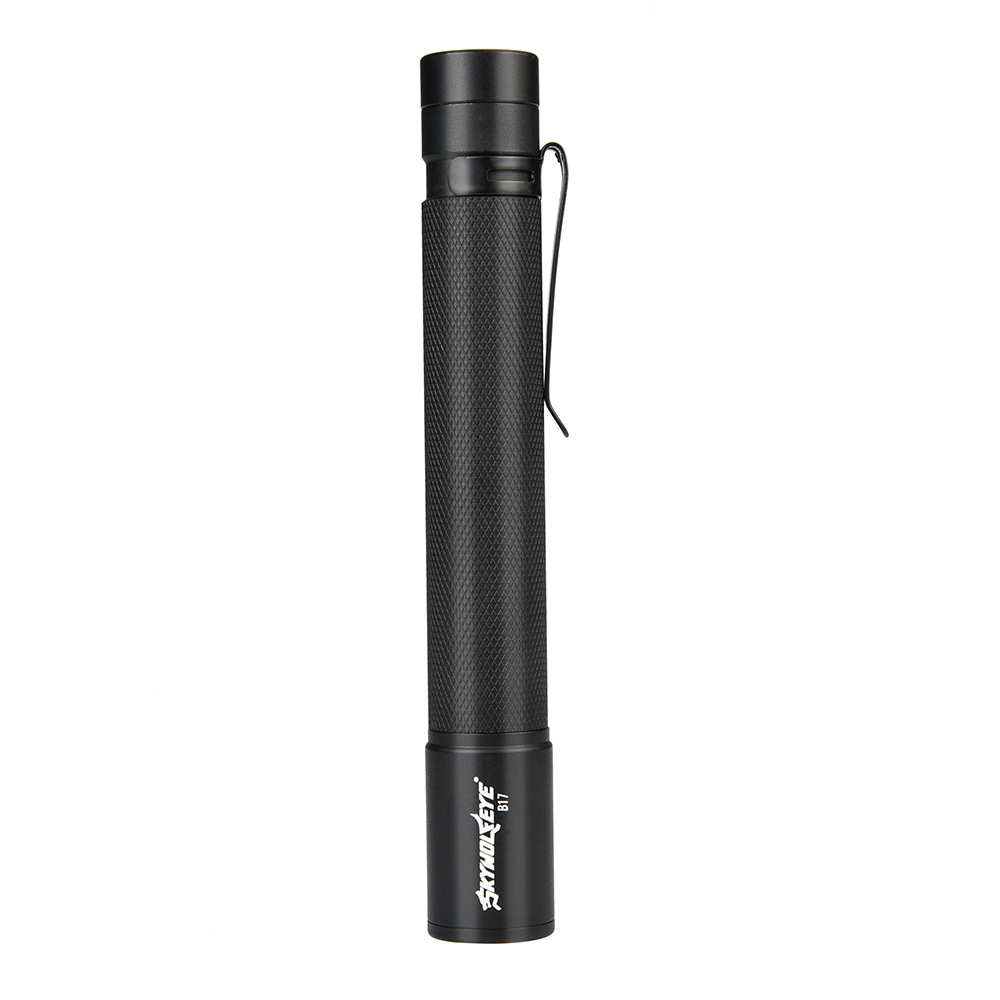 skywolfeye2节5号AA电池LED强光手电筒 户外伸缩带笔夹笔灯小手电