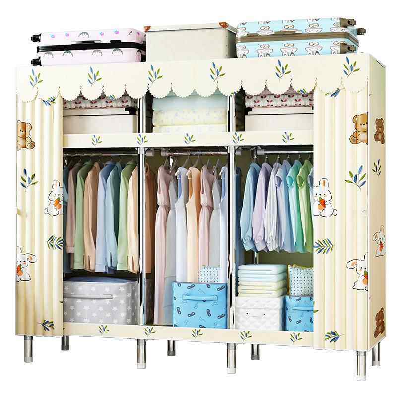 简易衣柜现代简约布衣柜钢管加粗加固出租房家用卧室收纳结实耐用