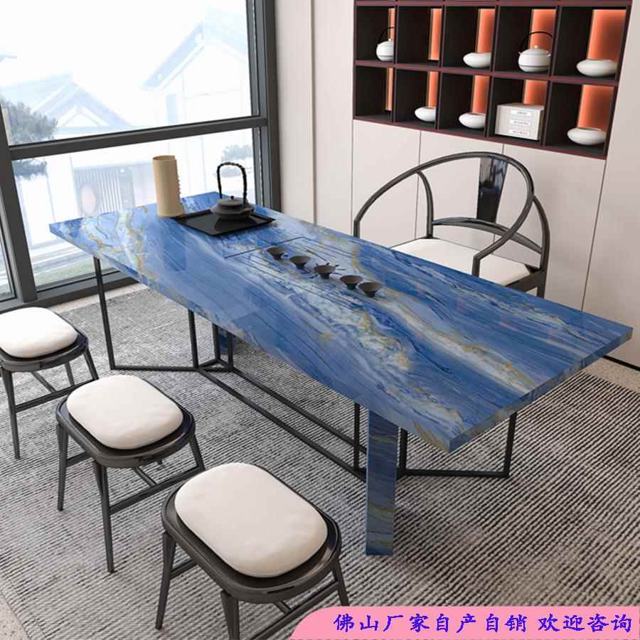 悬式空多功能伸缩岩板台餐桌EAK一体成开放厨房吧台餐桌品岛岛台