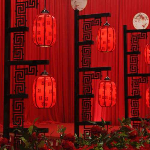 2026新款婚礼中式宫灯路引汉唐婚礼仿古铁艺三联灯笼路引婚庆道具
