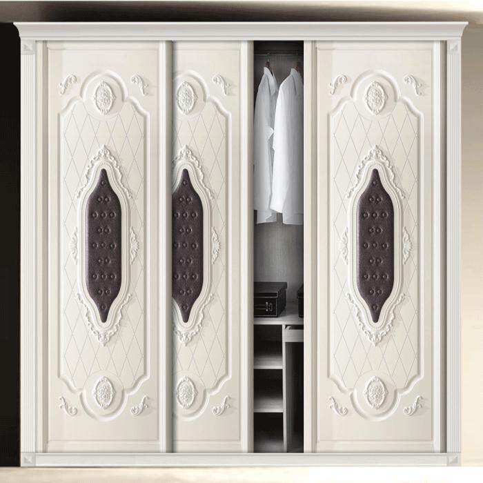 厂家定制钛镁合金衣柜门吸塑欧式软包经典推拉移门板式卧室推拉门