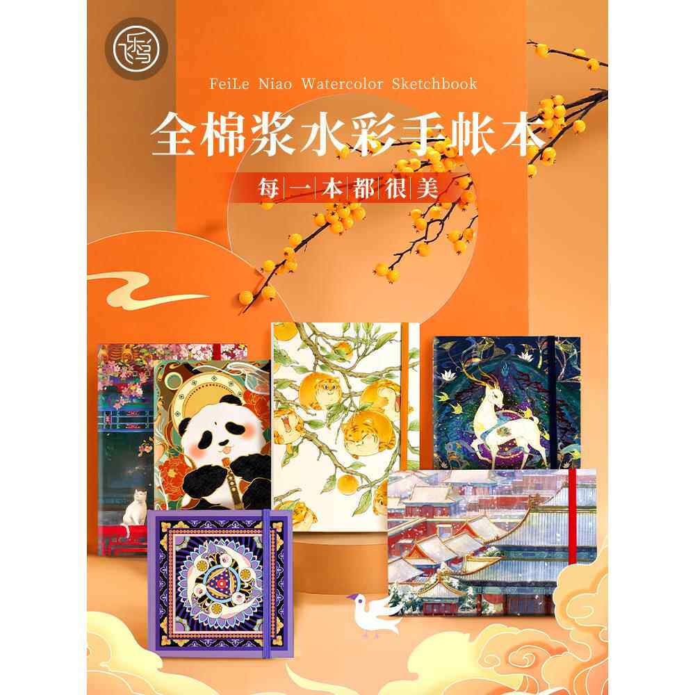 飞乐鸟棉浆水彩手帐本中粗纹32k水彩本300g小方形素描手绘写生本