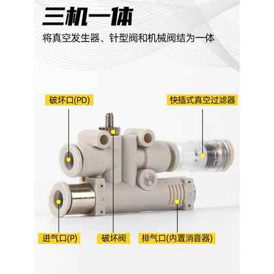带破坏真空发生器C-BDFK-4-7欧喜恩 C-BDFK-6-12.5消音器抽真空