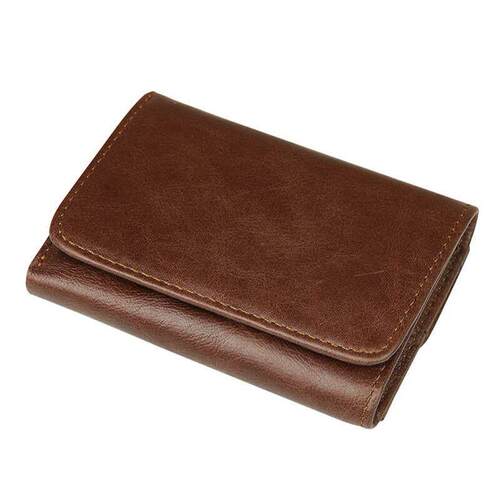 RFID Blocking Genuine Leather Short Wallet For Men Solid