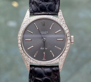 98新26mm劳力士切利尼系列18k白金镶钻手动机械女表后镶钻