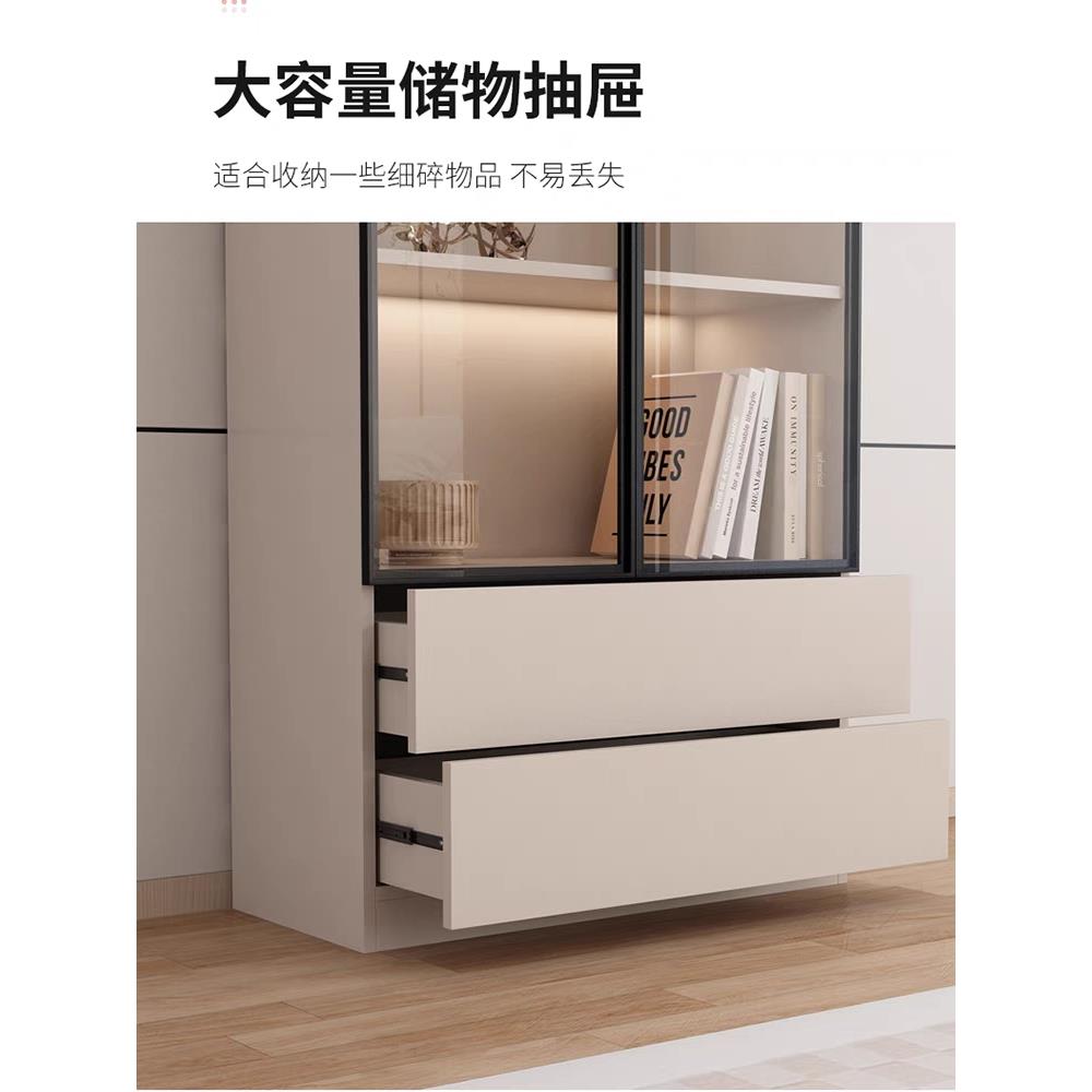 玻璃门书柜一顶体靠墙到现代简约L家用组合物酒F775JS68柜客厅收