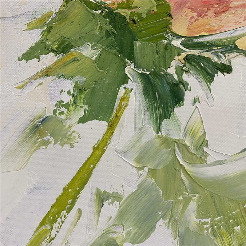 高端纯手绘油画玫瑰花卉装饰画客厅玄关现代简约立体挂画厚油刀画图片